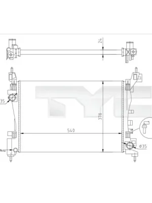 Chladič, chlazení motoru TYC 725-0044-R Omezená Nabídka